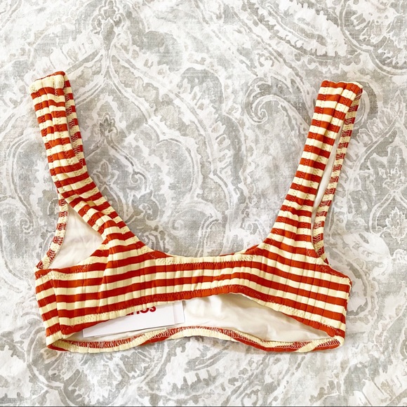 SOLID & STRIPED Bikini Top Orange Cream Stripes XS NEW NWT - Picture 8 of 8